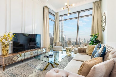 3BR + Maid | Burj Khalifa View | High Floor-1